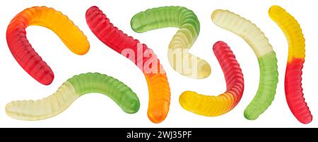 Gummy worm candies isolated on white background Stock Photo