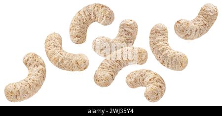 Falling diabetic corn sticks isolated on white background Stock Photo