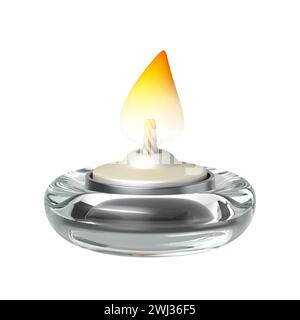 Simple cartoon glass candle holder 3D Stock Photo