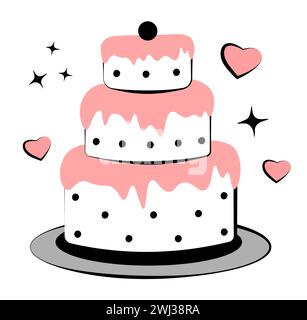 Cake on white background. Doodle Stock Vector