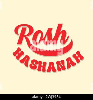 Rosh hashanah jewish new year holiday greeting card and lettering design illustration. Rosh Hashana New Year Vector illustration Stock Vector