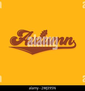 Autumn Hand drawn retro style custom lettering vector illustration. Autumn typography template. Stock Vector