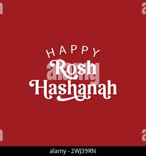 Rosh Hashanah vector lettering. Jewish holiday. Happy new year in Hebrew. Template for postcard or invitation card, poster, banner. Vector illustratio Stock Vector