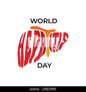 World hepatitis day vector lettering on a lung shape. Creative typography illustration for celebrate international hepatitis day 28 July. Stock Vector