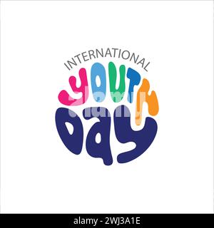 Youth day colorful lettering vector illustration to celebrate International Youth Day. Creative concept for Youth and Friendship Day Poster, Banner Stock Vector