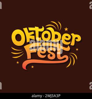 Oktoberfest vector typography logo with confetti illustration.Beer Festival text header logo for signboard, greeting card, poster and banner. Stock Vector