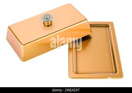 Rectangular Butter Dish, copper or golden. 3D rendering isolated on white background Stock Photo