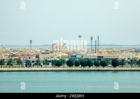 Dammam coastline downtown panorama view from Murjan island, Saudi Arabia Stock Photo