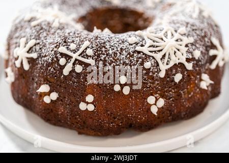 Gingerbread bundt cake with caramel filling Stock Photo