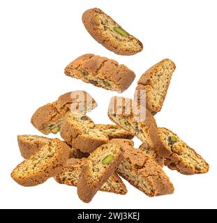 Cantuccini cookies isolated on white background Stock Photo