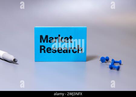 Market Research word written on wood block. Market Research text on grey table, concept Stock Photo