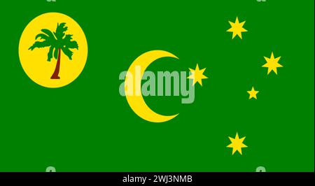 Flag of the Cocos Islands. Australian Outer Territory. National flag of Cocos islands. Territory of Stock Photo