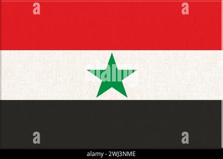 Flag of Yemen . National Yemen flag on fabric surface. national flag on textured background. Fabric Stock Photo