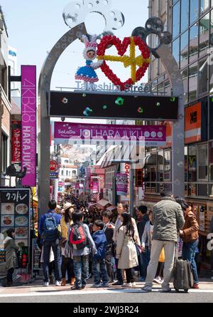 Takeshita Street Harajuku in Shibuya, Tokyo, Japan. Stock Photo