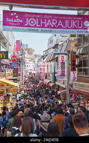 Takeshita Street Harajuku in Shibuya, Tokyo, Japan. Stock Photo