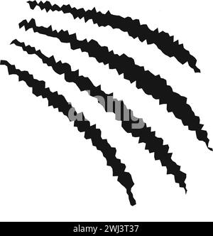 Scratch claw marks. Tiger, bear, wolf, panther, monster, dragon talons trace isolated on white background. Scary torn scars. Wild animals scratch track. Vector graphic illustration. Stock Vector