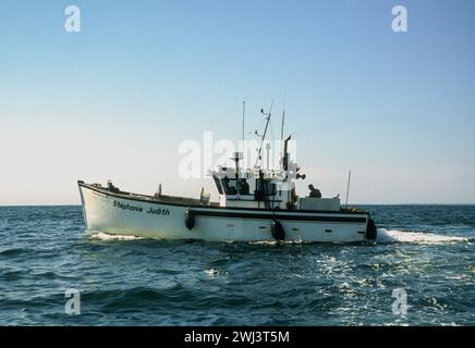 Lobstering off the coast of cap aux Meules, Isles d' Madeleine, Magdalen Islands, in the Gulf of St Lawrence, Quebec, Canada Stock Photo