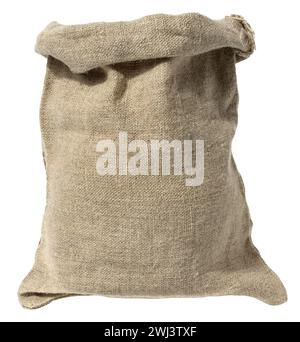 Open full canvas bag on white isolated background Stock Photo
