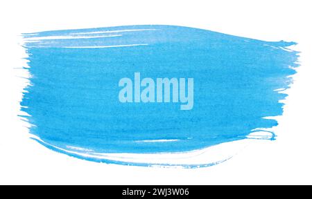 Watercolor brush stroke of blue paint, on a white isolated background Stock Photo