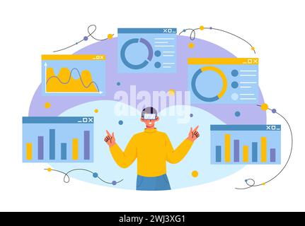 Man with reality simulation vector concept Stock Vector