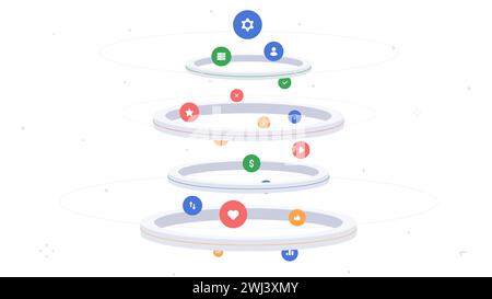 Sort icons in funnel vector concept Stock Vector