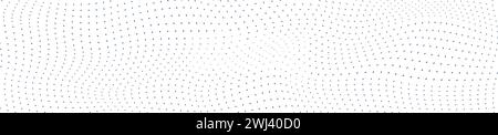 Abstract wave background with flowing dot particles, data flow or sound waves. Flat vector illustration isolated on white background. Stock Vector