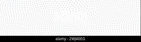 Abstract wave background with flowing dot particles, data flow or sound waves. Flat vector illustration isolated on white background. Stock Vector