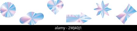 holographic sticker with silver gradient. metal foil label or badge hologram effect. Flat vector illustration isolated on white background. Stock Vector