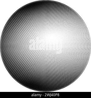 Vintage inspired gradient with noise and grain, a half tone sphere shape. Halftone pattern stipple dots for a textured. Flat vector illustration Stock Vector