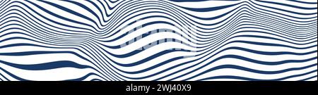 Abstract background with flowing wave lines in blue and white. dynamic pattern and fluid aesthetic. Flat vector illustration isolated on white Stock Vector