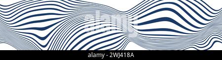 Abstract background with flowing wave lines in blue and white. dynamic pattern and fluid aesthetic. Flat vector illustration isolated on white Stock Vector