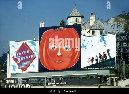 Lynyrd Skynyrd, music, group, rock and roll, rock, Billboard, advertising, Sunset Strip, West Hollywood, Los Angeles, California, USA, 1975 Stock Photo