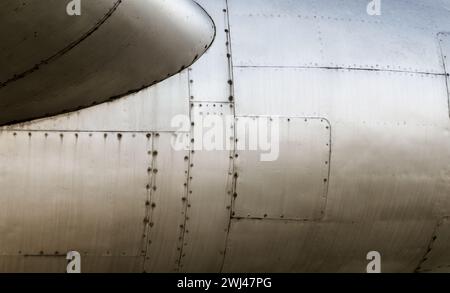 Aircraft body part in detail close up Stock Photo