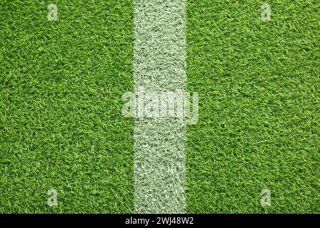 Green grass with white marking, top view Stock Photo