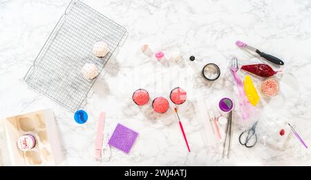 Creating Extravagant Cupcakes for Birthday Celebration Stock Photo