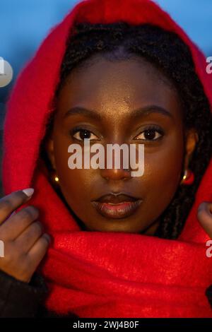 Enigmatic Gaze at blue hour Stock Photo
