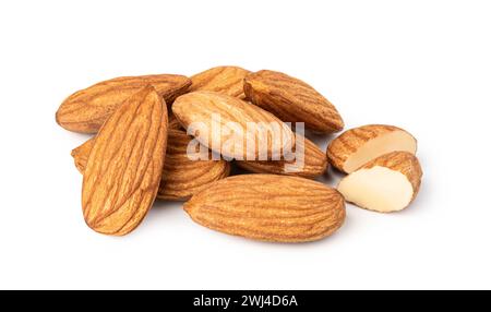 Almond nuts on white background Stock Photo