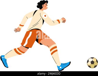 Forward or striker focusing on ball to give pass Stock Vector