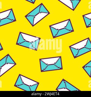 Envelopes letter, mail and post pixelated print Stock Vector