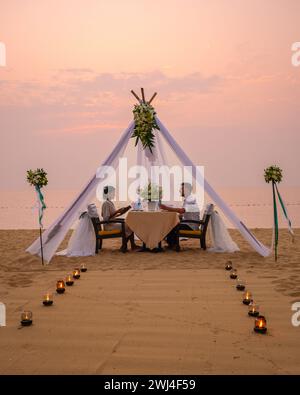 Romantic dinner on the beach in Pattaya Thailand Stock Photo
