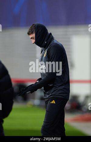 Leipzig, Germany. 12th Feb, 2024. Federico Valverde of Real Madrid seen before the training session on the eve of the UEFA Champions League round of 16, first-leg football match between RB Leipzig and Real Madrid CF in the Red Bull Arena. (Photo by Federico Titone/SOPA Images/Sipa USA) Credit: Sipa USA/Alamy Live News Stock Photo