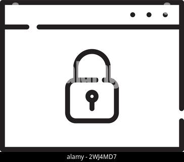 Secure internet connection. Browser and lock. Pixel perfect icon Stock Vector