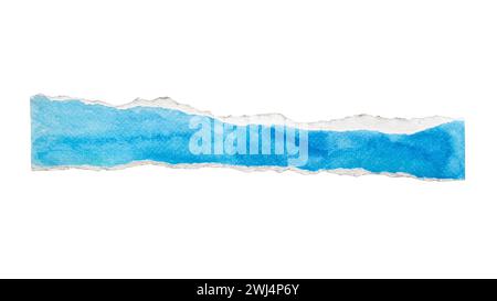 Torn blue watercolor paper on white background with clipping path Stock Photo