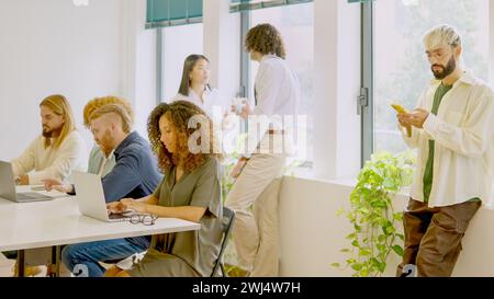 Diverse people working in a modern coworking space Stock Photo