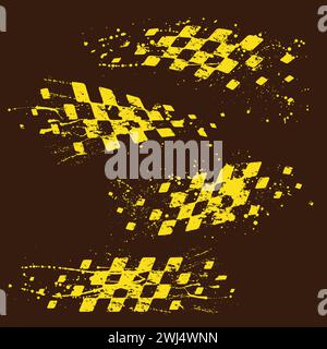 Yellow grunge wave ink flags Stock Vector