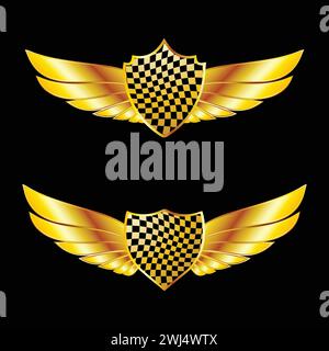 Abstract wings golden gradient set Stock Vector