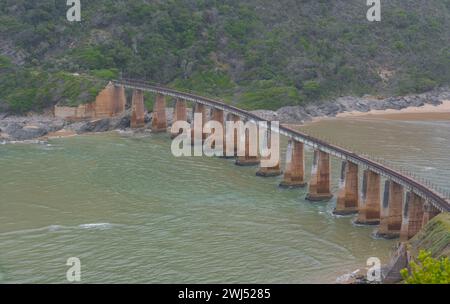 Railway bridge over the Crocodile River - Kaaimans River on the Indian Ocean coast of South Africa Stock Photo