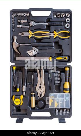 Toolbox set of tools include hammer wrench Stock Photo