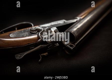 Double barrel shotgun for targets, trap shooting and sporting clays Stock Photo