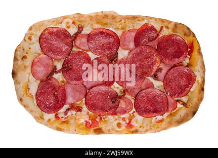 Pepperoni pizza, isolated on white background Stock Photo
